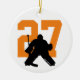 Adorno De Cerámica Naranja Personalizado de hockey Goalie número (Frente)