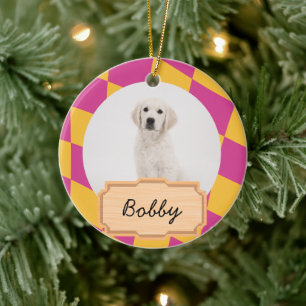 Adorno De Cerámica naranja rosa navidades Personalizado de vacaciones