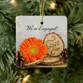 Adorno De Cerámica Naranja ruso Daisy Woodland Engagement