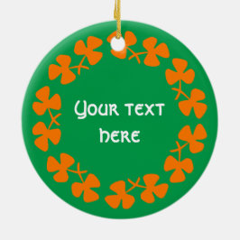 Adorno De Cerámica Naranja Shamrock Border Add Text
