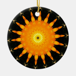 Adorno De Cerámica Naranja Sun Ornament