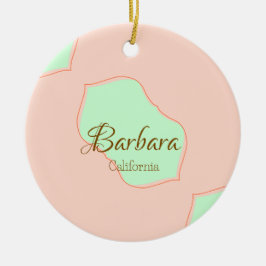 Adorno De Cerámica Naranja verde pastel boho añadir nombre lugar rúst