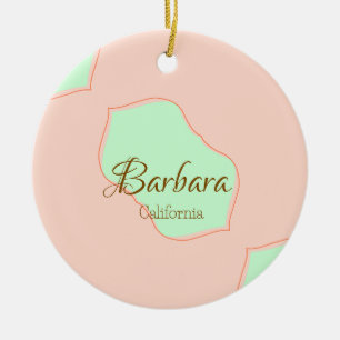 Adorno De Cerámica Naranja verde pastel boho añadir nombre lugar rúst