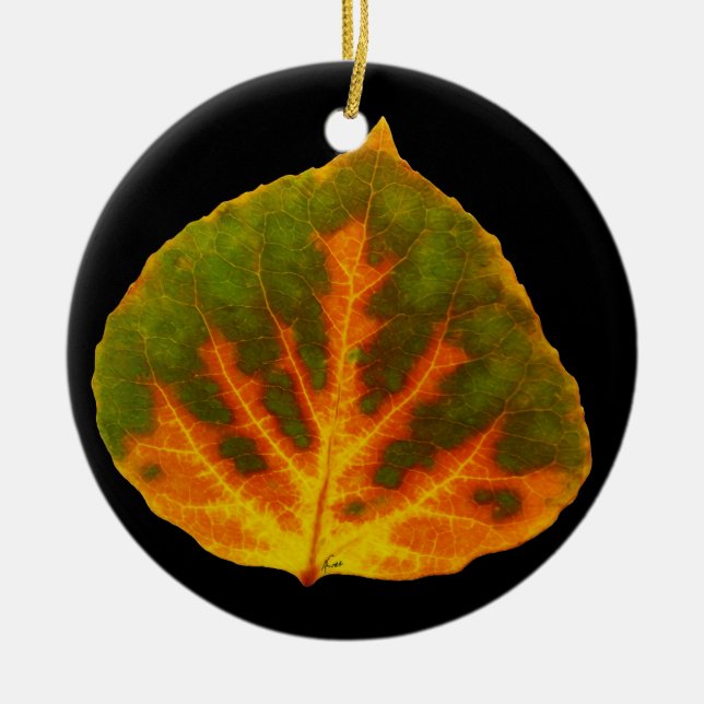 Adorno De Cerámica Naranja verde y hoja de aluminio amarillo #1 (Frente)