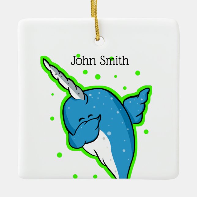 Adorno De Cerámica Narwhal Dabbing Dab (Anverso)