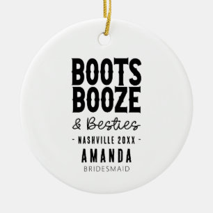 Adorno De Cerámica Nashville Bachelorette Boots Booze Besties Persona