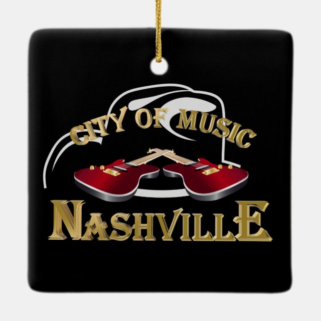 Adorno De Cerámica Nashville. Ciudad de la música (Reverso)