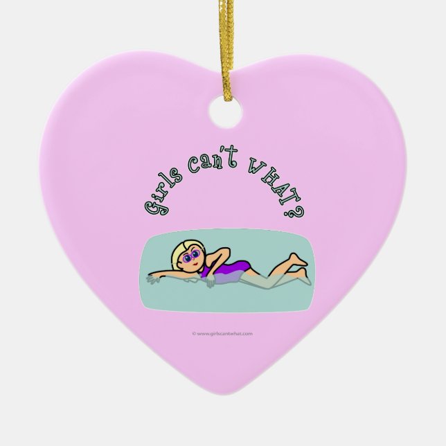 Adorno De Cerámica Natación Chica ligero (Frente)