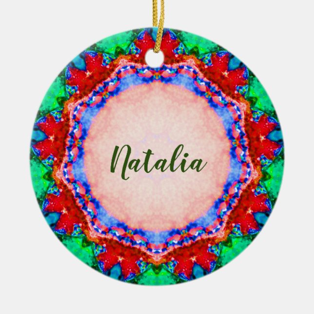Adorno De Cerámica NATALIA Christmas Fractal Personalised  (Frente)