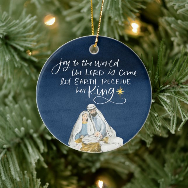 Adorno De Cerámica Natividad alegría acuarela Navidades religiosos (Árbol)