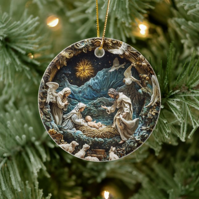 Adorno De Cerámica Natividad angélica con noche estrellada (Árbol)