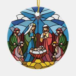 Adorno De Cerámica Natividad Arte de vidrio manchado, nacimiento del 