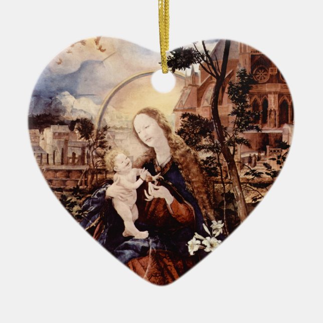 ADORNO DE CERÁMICA NATIVIDAD CON LILLAS BLANCAS - MAGIA DE NAVIDADES (Frente)