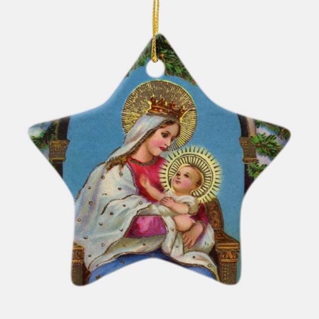 Adorno De Cerámica Natividad con Madonna y el niño (Frente)