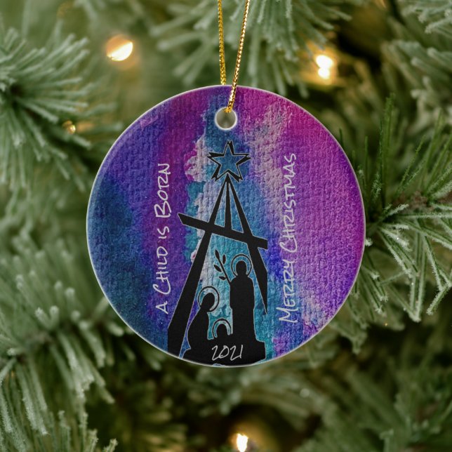 Adorno De Cerámica Natividad de vidrio templado (Árbol)