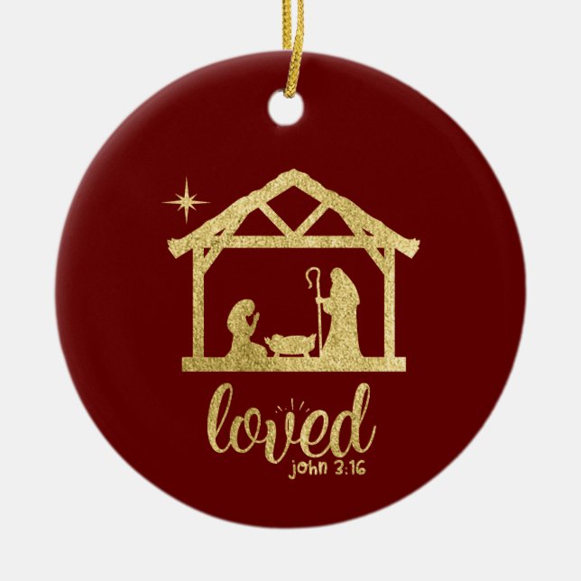 Adorno De Cerámica Natividad Manger Jesus Love Christian Navidades (Frente)