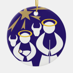 Adorno De Cerámica Natividad mínima Navidades azul