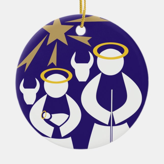 Adorno De Cerámica Natividad mínima Navidades azul (Frente)