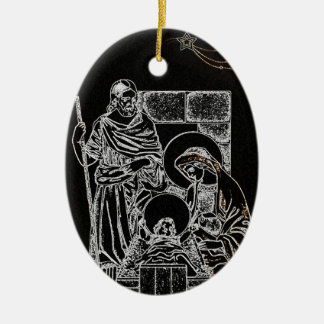 Adorno De Cerámica Natividad negra y dorada
