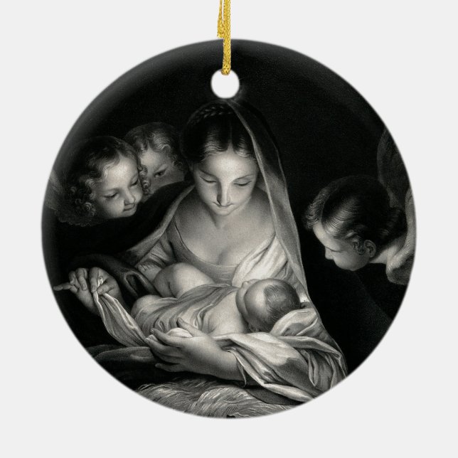Adorno De Cerámica Natividad Niño Jesús Virgen María Angelo Blanco Ne (Atrás)