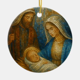 Adorno De Cerámica Nativity Stained Glass Mosaic | Holy Family