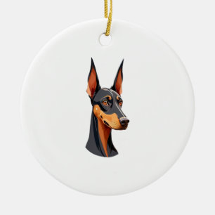 Adorno De Cerámica Natural Ear Doberman