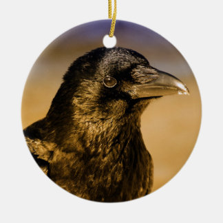 Adorno De Cerámica Naturaleza gótica del pájaro del negro de la