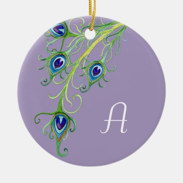 Adorno De Cerámica Naufragio de plumas de pavo real de estilo Art Dec (Frente)