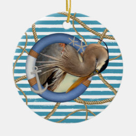 Adorno De Cerámica Náutico, Anclaje de salvavidas, Gran Perón Azul