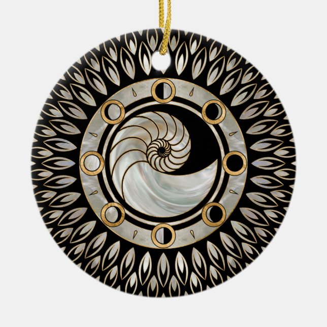 Adorno De Cerámica Nautilus Shell - Fases de la luna (Frente)
