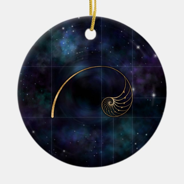 Adorno De Cerámica Nautilus Shell - Geometría sagrada (Frente)