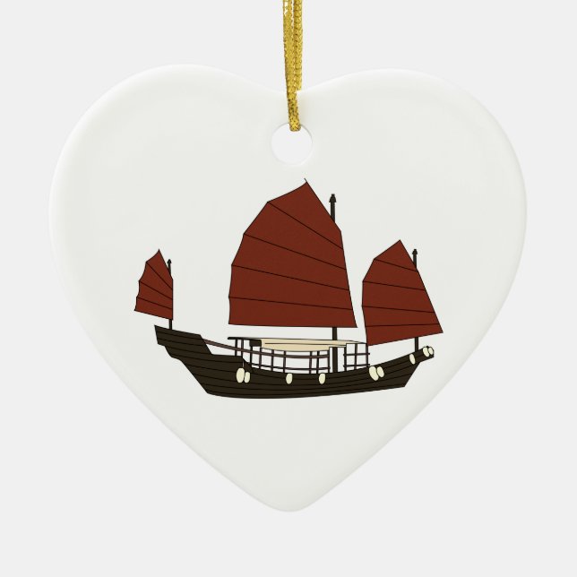 Adorno De Cerámica Nave china de madera de los desperdicios (Frente)