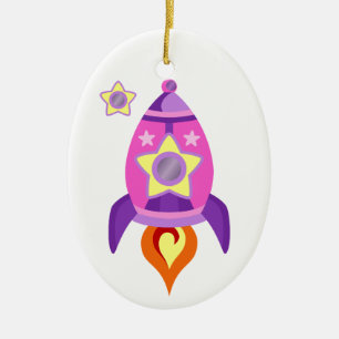 Adorno De Cerámica Nave rosada de Rocket