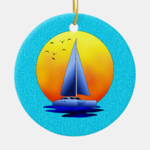 Adorno De Cerámica Navegación del catamarán