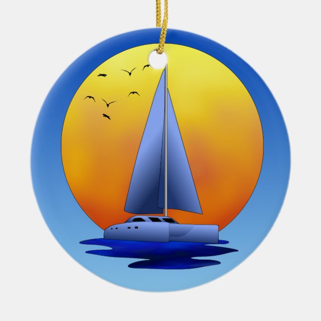 Adorno De Cerámica Navegación del catamarán (Frente)