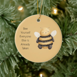 Adorno De Cerámica Navidad Abeja Negra Amarilla Sé Tú Mismo
