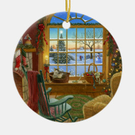 Adorno De Cerámica Navidad acogedor del gato