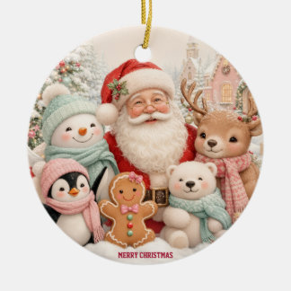 Adorno De Cerámica Navidad adorable con Santa, Pingüino, Oso, Reno