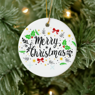 Adorno De Cerámica Navidad Alegre Festiva  