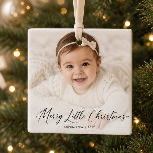 Adorno De Cerámica Navidad Alegre Pequeña Foto Personalizada del Bebé