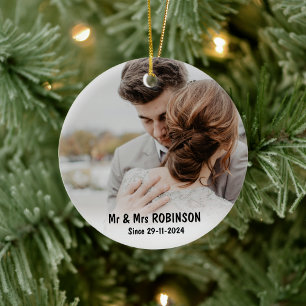 Adorno De Cerámica Navidad alegre y casada primero acentos festivos