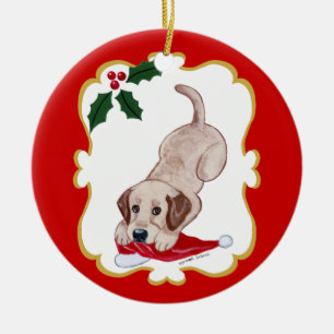 Adorno De Cerámica Navidad amarillo de Labrador