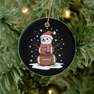 Adorno De Cerámica Navidad americano de fútbol, muñeco de nieve, depo