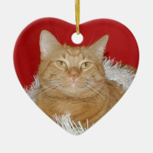 Adorno De Cerámica Navidad anaranjado del tabby