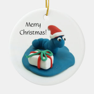 Adorno De Cerámica Navidad azul Werm