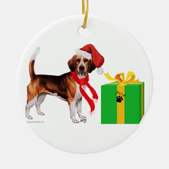 Adorno De Cerámica Navidad Beagle (Frente)