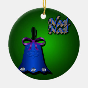 Adorno De Cerámica Navidad Bell azul