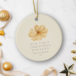 Adorno De Cerámica Navidad Bohemio Floral Personalizada Primera Navid