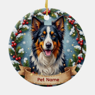 Adorno De Cerámica Navidad Border Collie