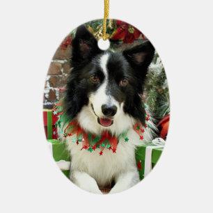 Adorno De Cerámica Navidad - border collie - Jessup